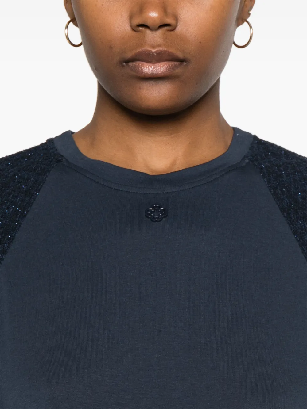 Maje T-shirt met tweed vlakken Blauw