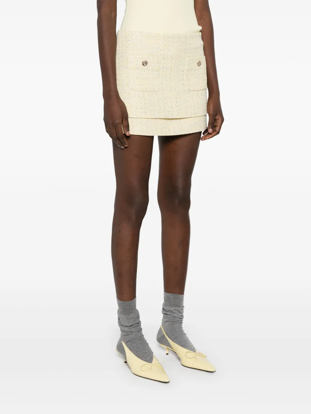 Maje Tweed mini-rok Geel