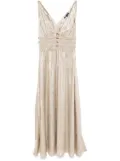 Maje smocked-waist midi dress - Brown