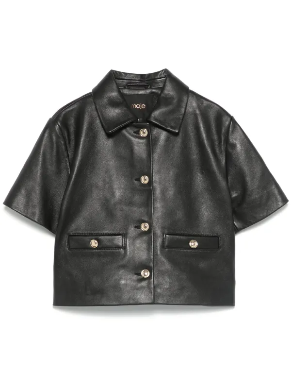 Maje Leather Jacket | Black | FARFETCH