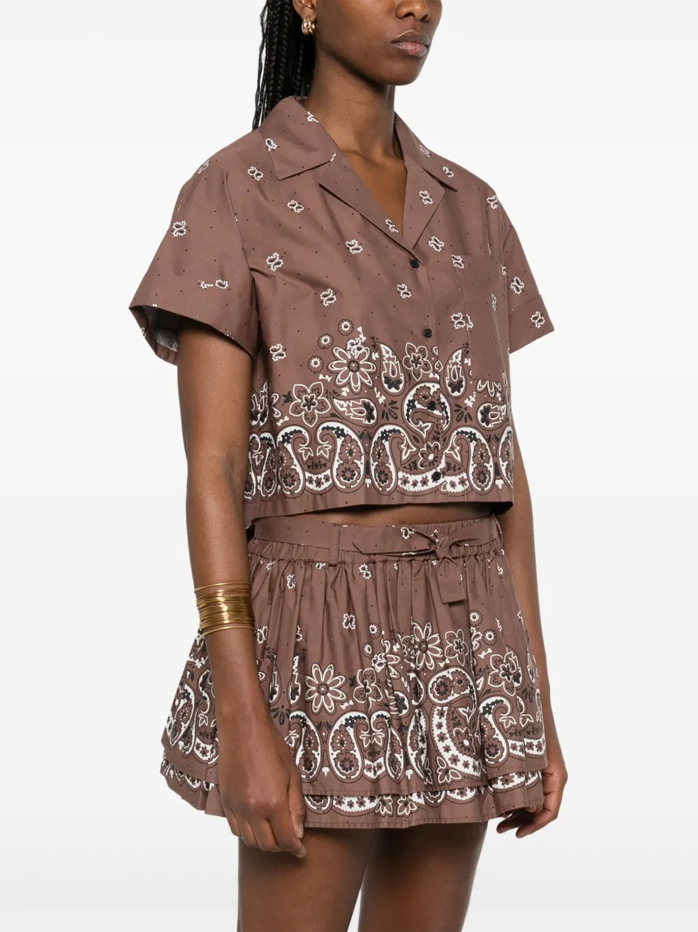 Maje Blouse met bandanaprint Bruin