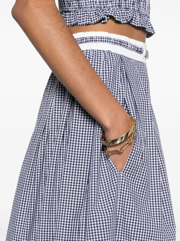 Maje gingham-pattern Midi Skirt | Blue | FARFETCH