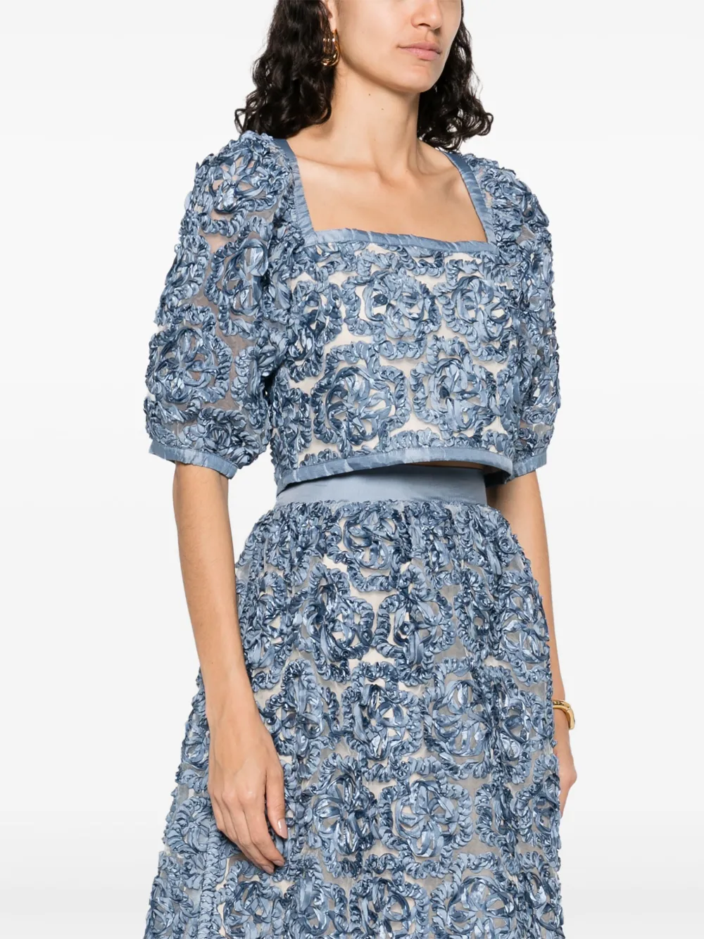 Maje Organza top met bloemen Blauw