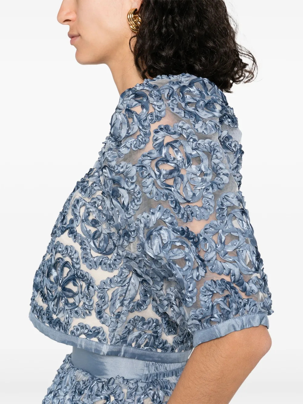 Maje Organza top met bloemen Blauw