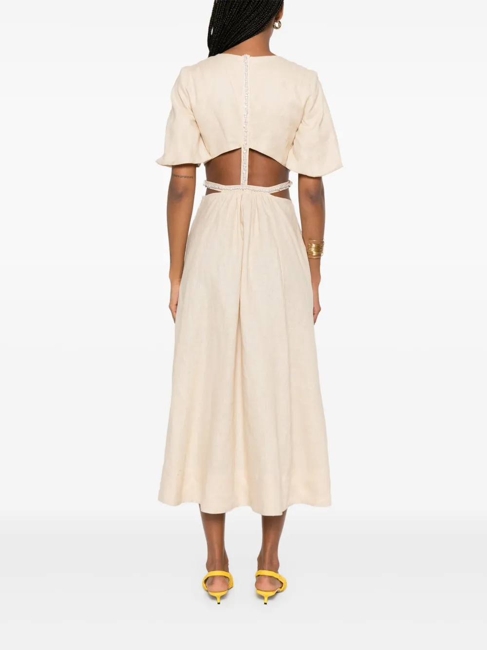 Maje Midi-jurk verfraaid met imitatieparels Beige