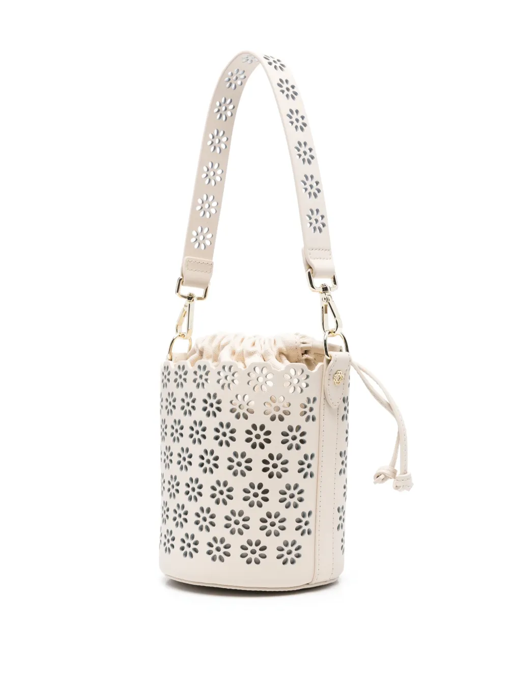 Maje Geperforeerde bucket-tas Beige