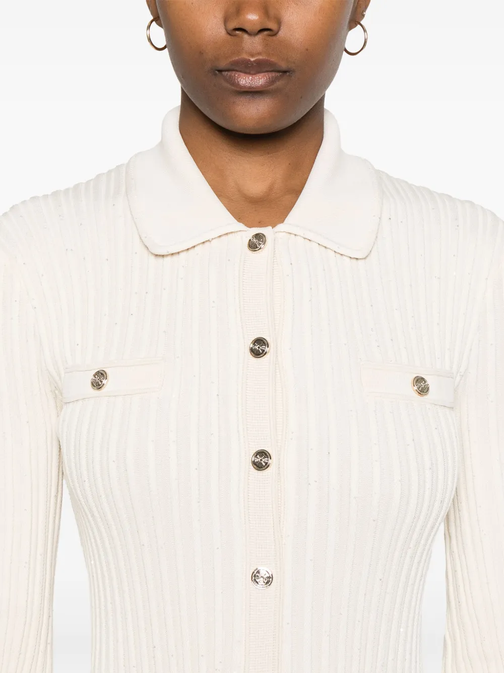 Maje Jurk verfraaid met pailletten Beige