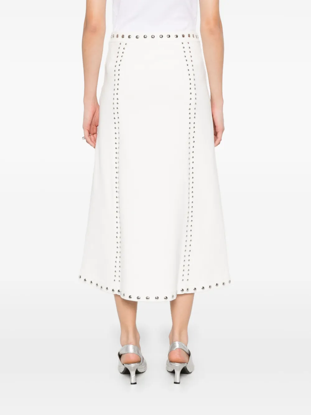 Maje Midi-rok met stud detail Wit