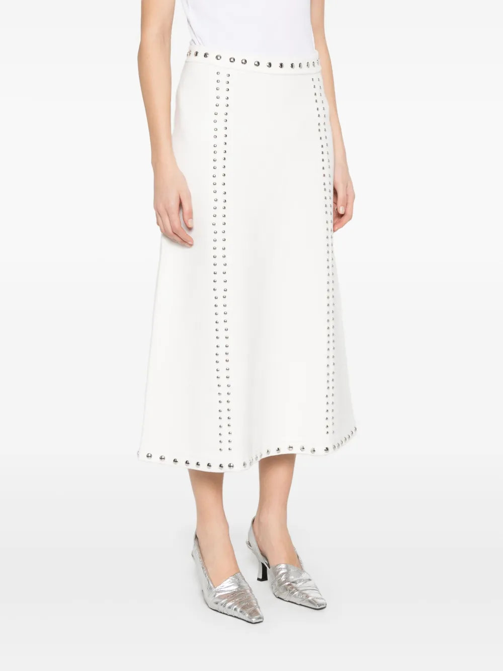 Maje Midi-rok met stud detail Wit