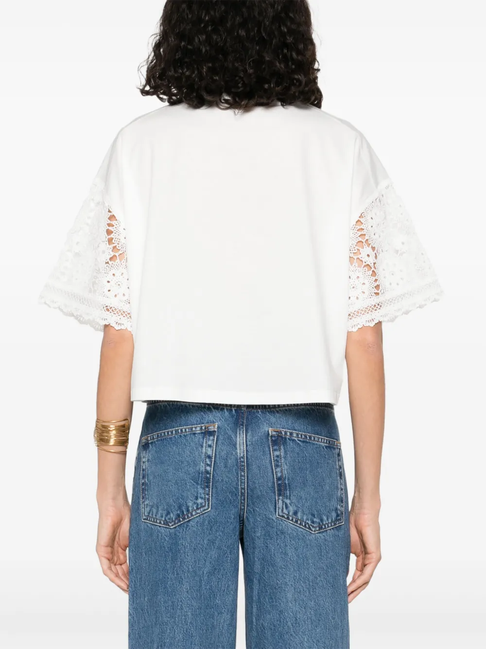 Maje T-shirt met gehaakte mouwen Wit