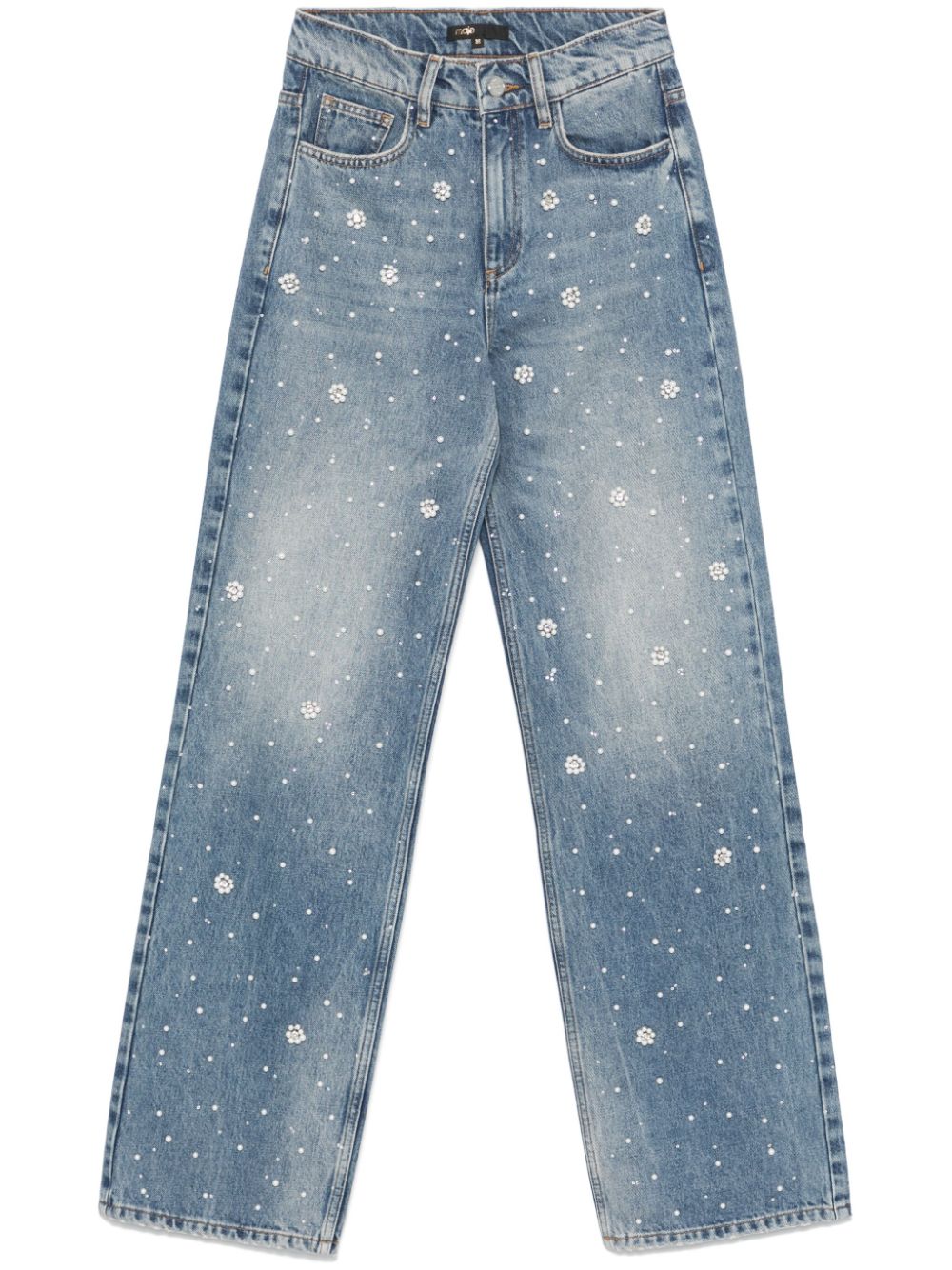 wide-leg embroidered jeans