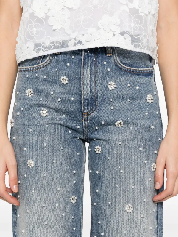 Maje wide-leg Embroidered Jeans | Blue | FARFETCH