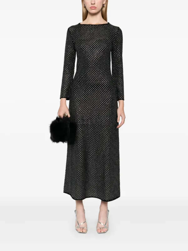 Maje Vestido Largo Con Detalle De Strass Negro FARFETCH CO