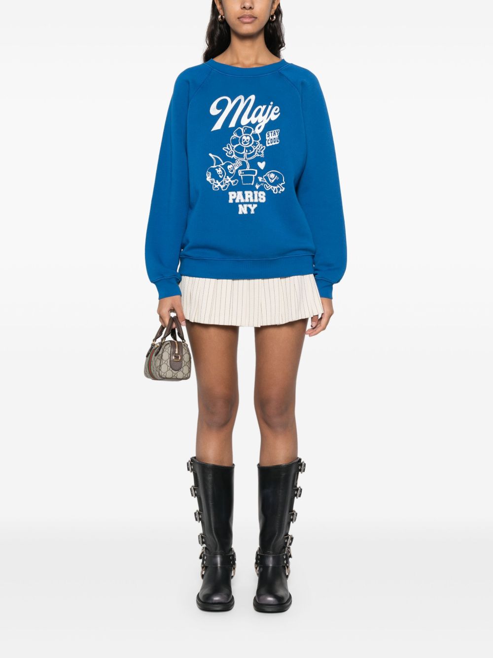 Maje logo-print sweatshirt - Blue