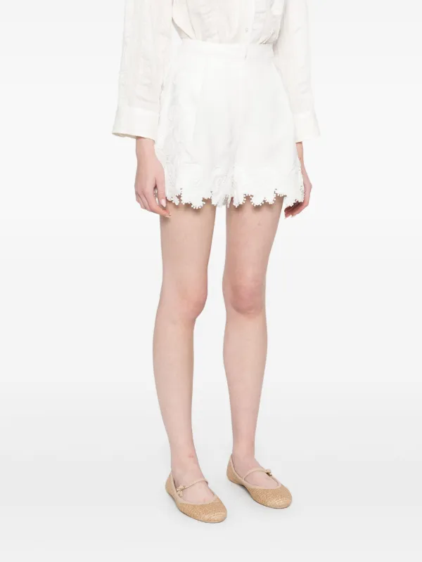 Maje Guipure lace-detail Shorts | White | FARFETCH
