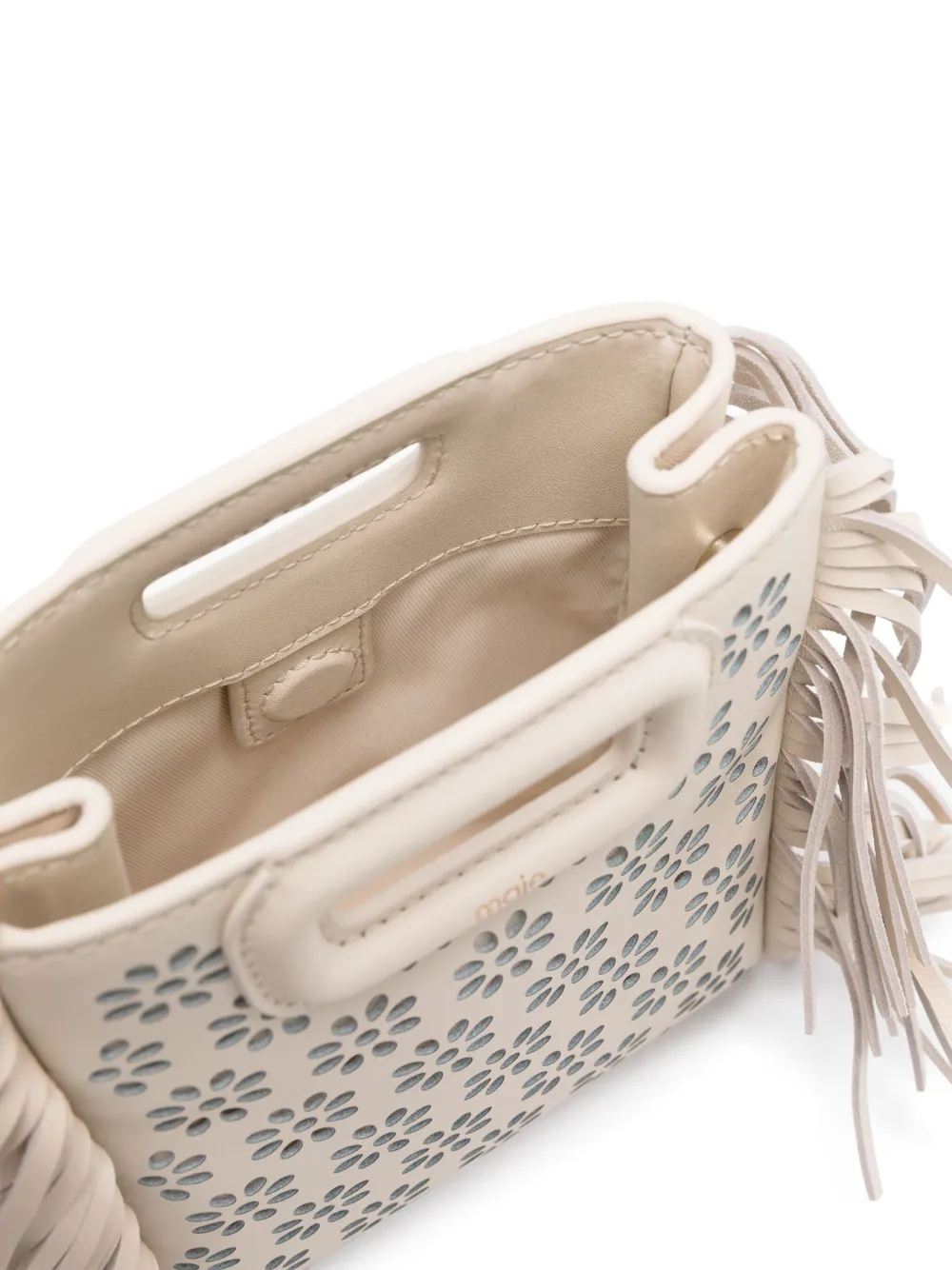 Maje Geperforeerde leren mini-shopper Beige