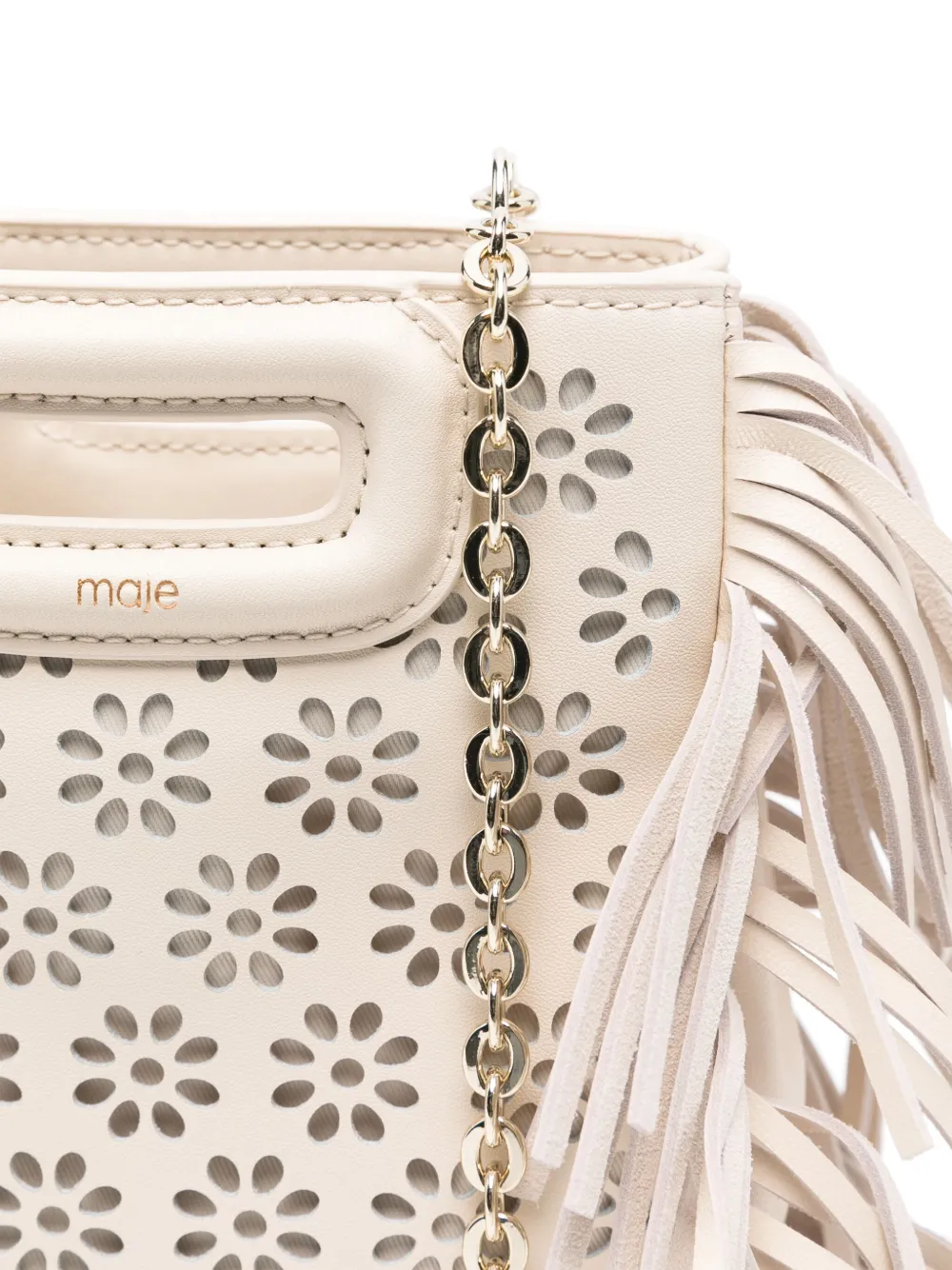 Maje Geperforeerde leren mini-shopper Beige
