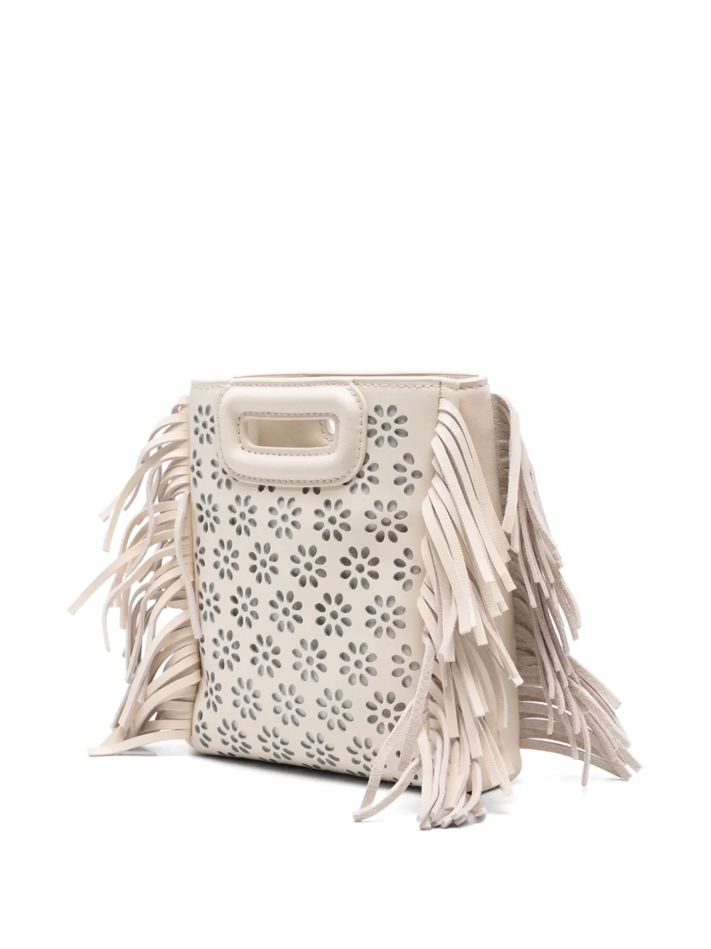 Maje Geperforeerde leren mini-shopper Beige