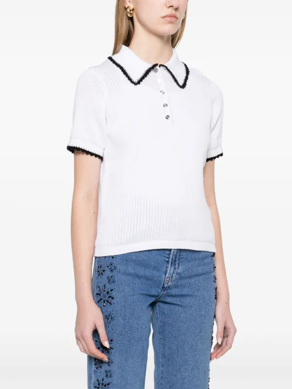 Maje Knitted Polo Top White FARFETCH JO