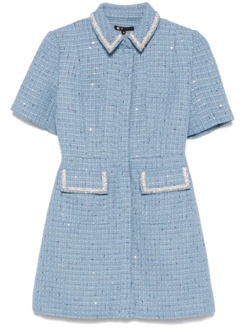 Robe courte en tweed à sequins brodés - Maje - Modalova