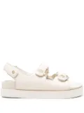 Maje flat leather sandals - Neutrals