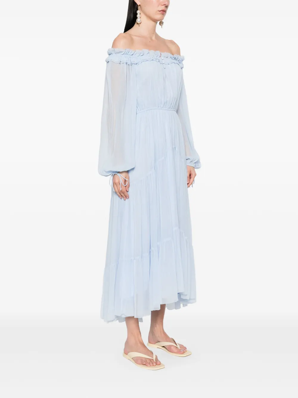 Maje Flared midi-jurk Blauw