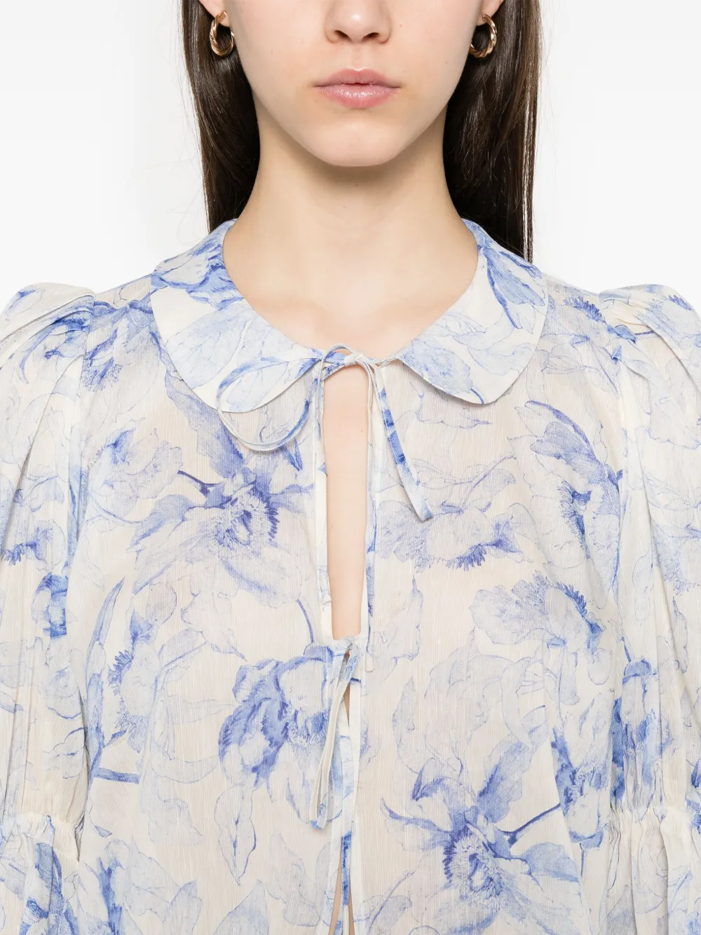 Maje Blouse met bloemenprint Blauw