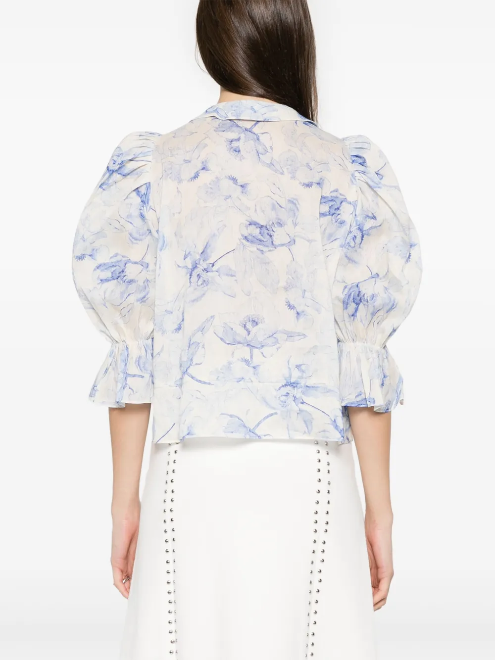 Maje Blouse met bloemenprint Blauw