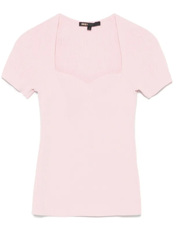 Maje ribbed-knit Top Pink FARFETCH VN