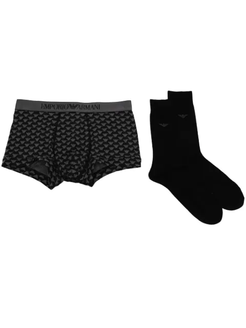 Emporio Armani logo boxer socks set