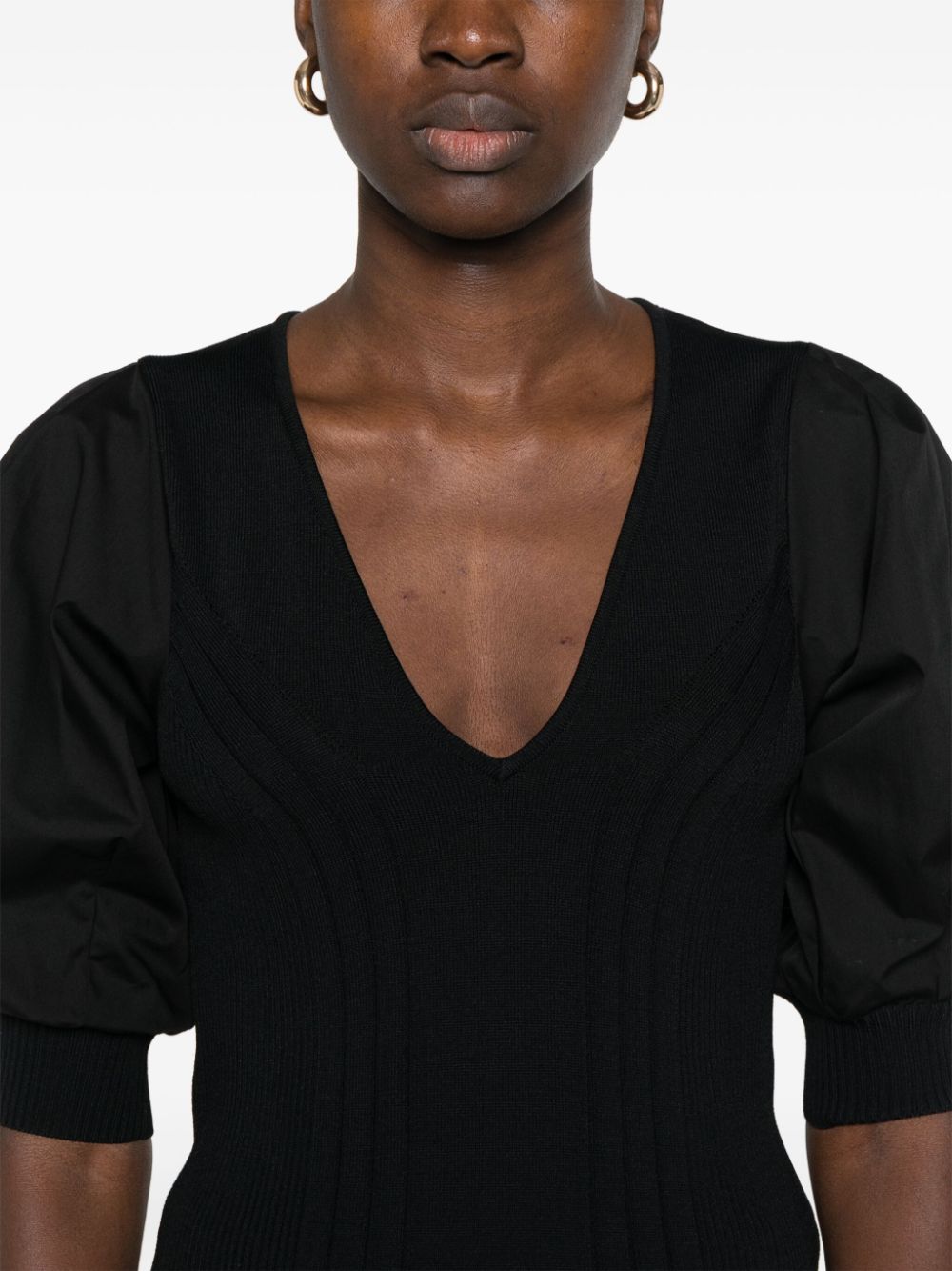 Shop Liu •jo Puff-sleeves Top In Black