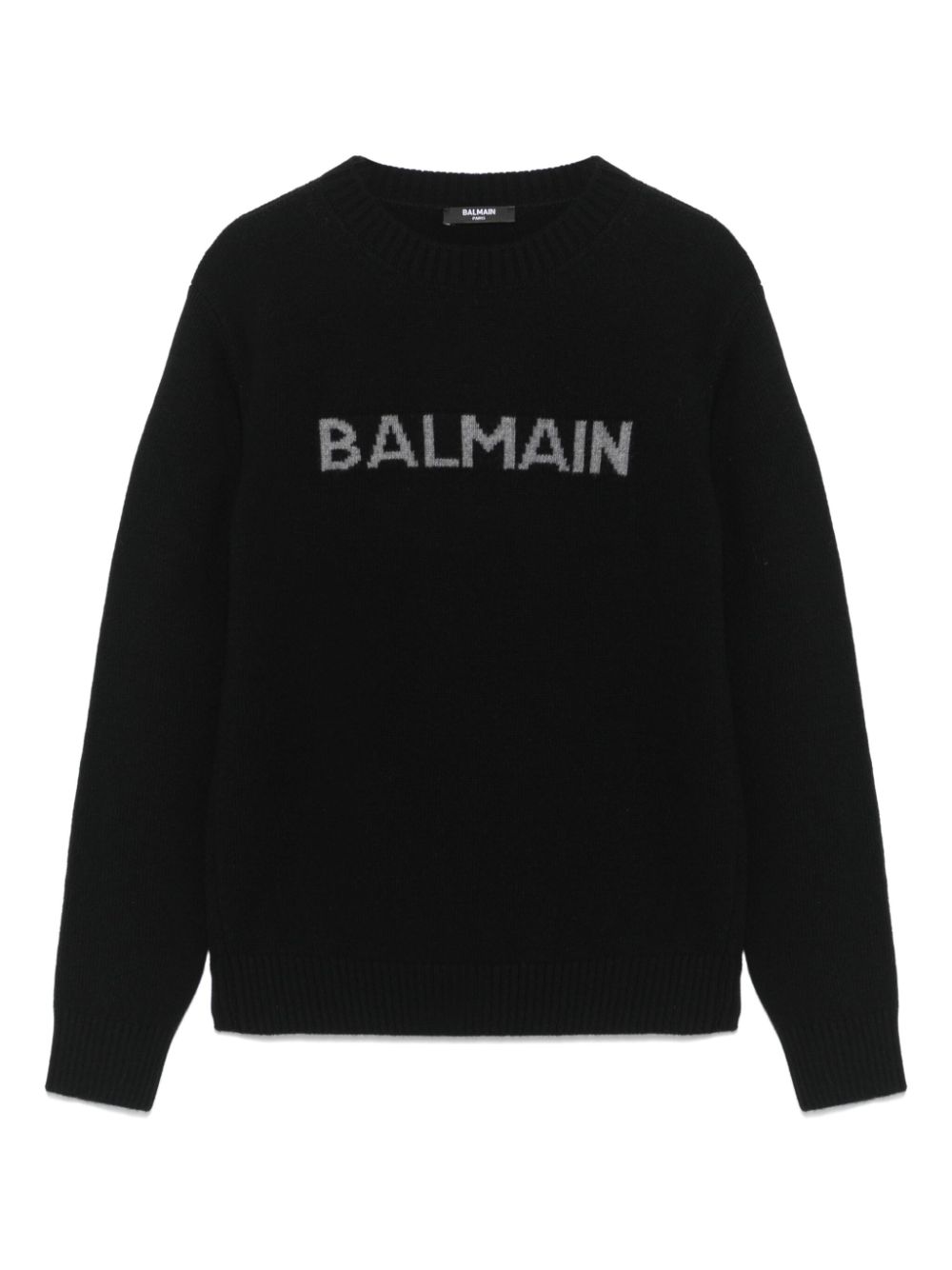 Shop Balmain Intarsia-logo Sweater In Black