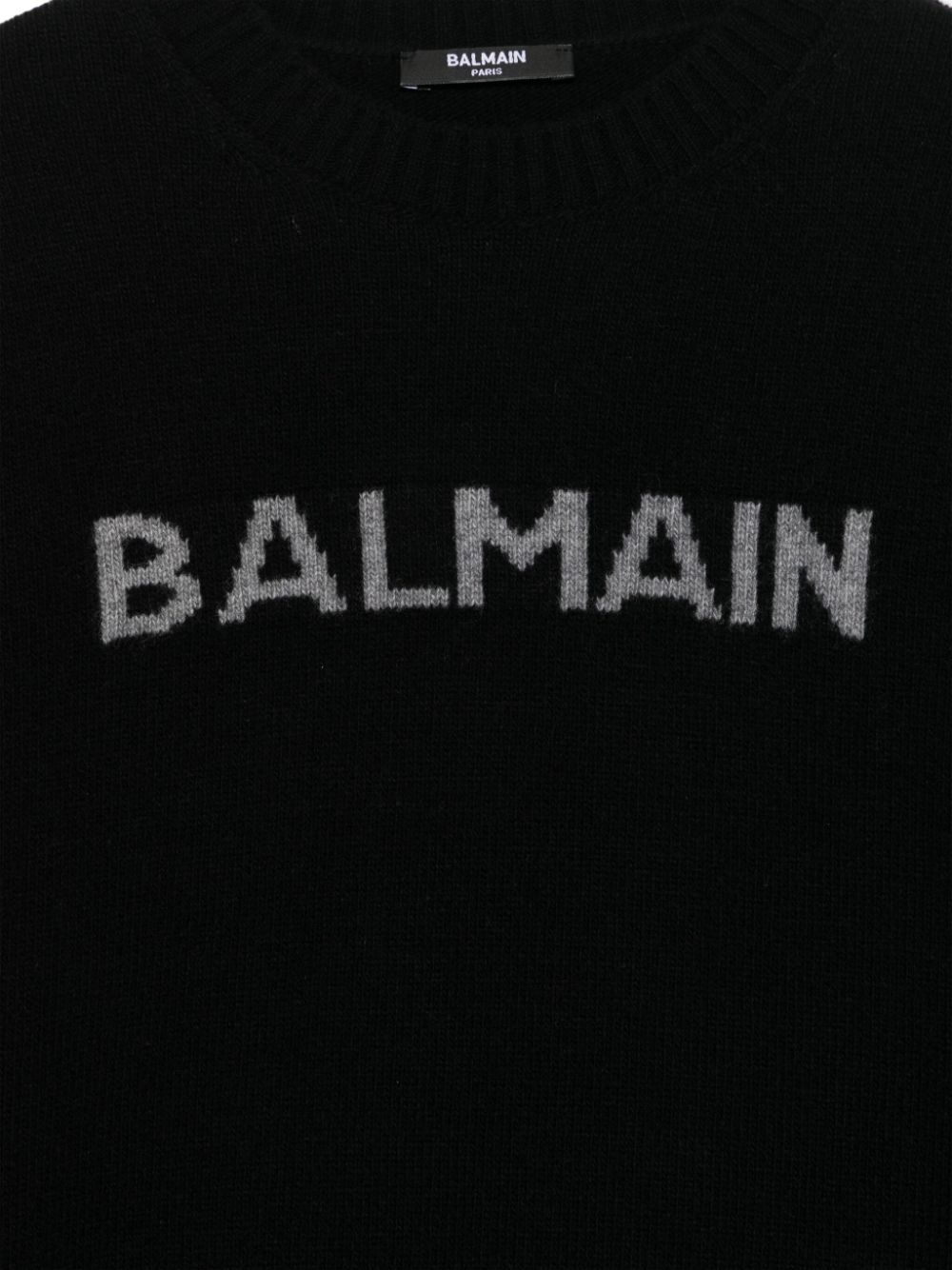 Shop Balmain Intarsia-logo Sweater In Black