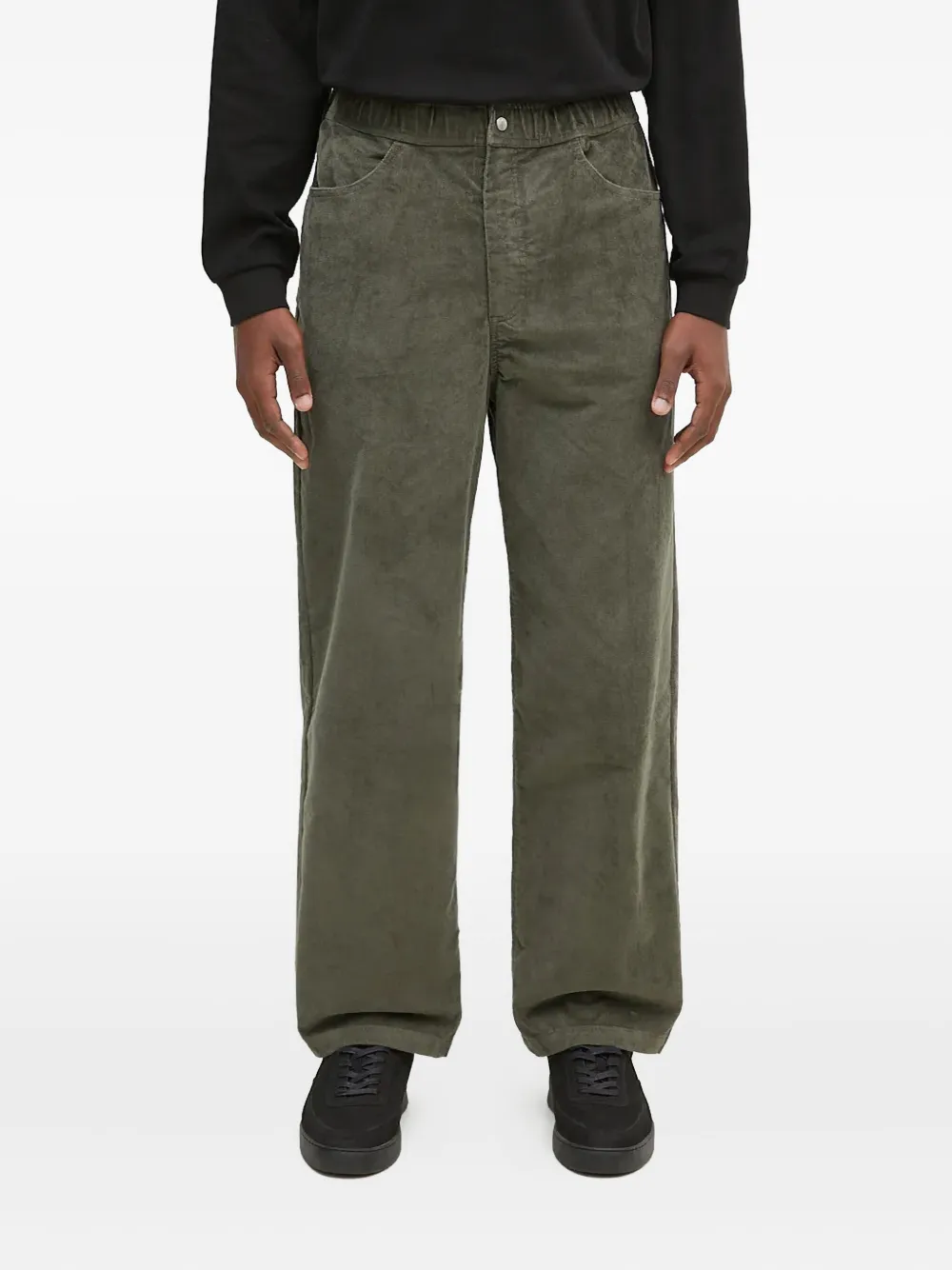 Norse Projects بنطال مخملي مضلع بخصر مطاطي | أخضر | Image 1