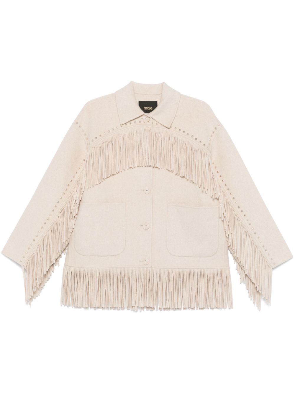 Maje fringed coat - Neutrals