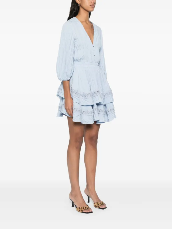 Maje Vestido Corto Con Dobladillo Peplum Azul FARFETCH MX