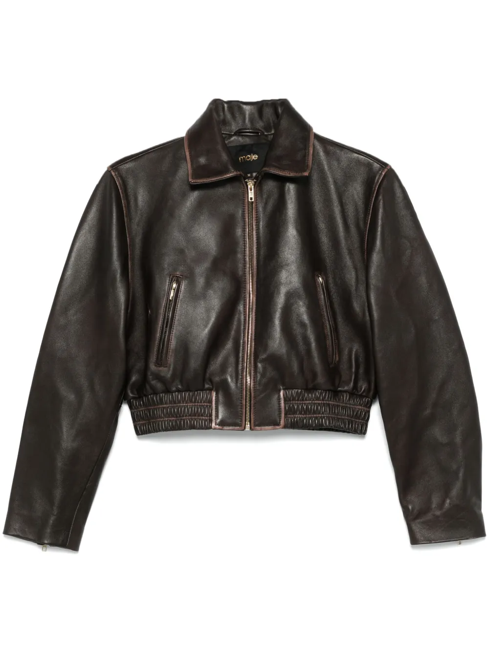 男女兼用 | Jacket Leather Maje Brown FARFETCH | ジャケット・アウター