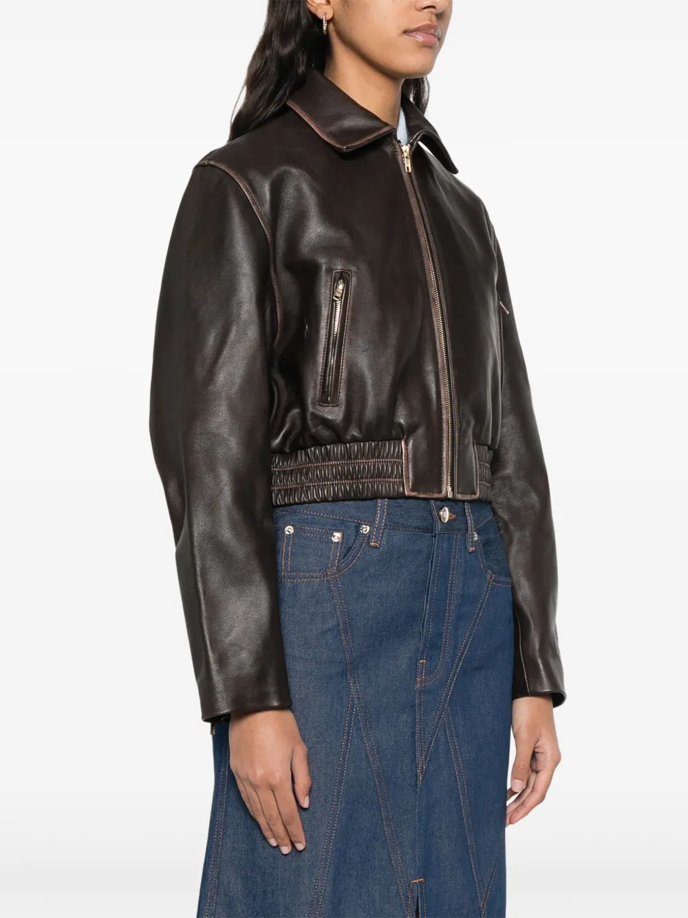 Maje Leren jack Bruin