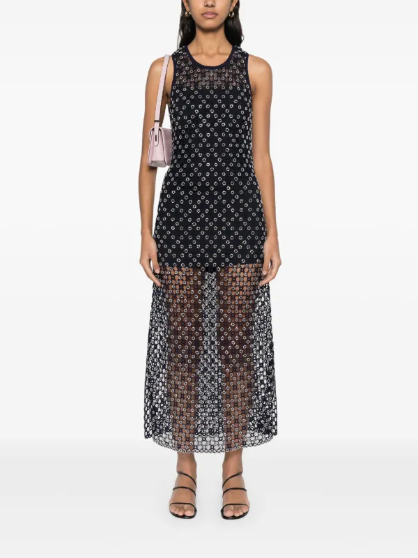 Maje Vestido Largo Bordado Con Mostacillas Azul FARFETCH AR