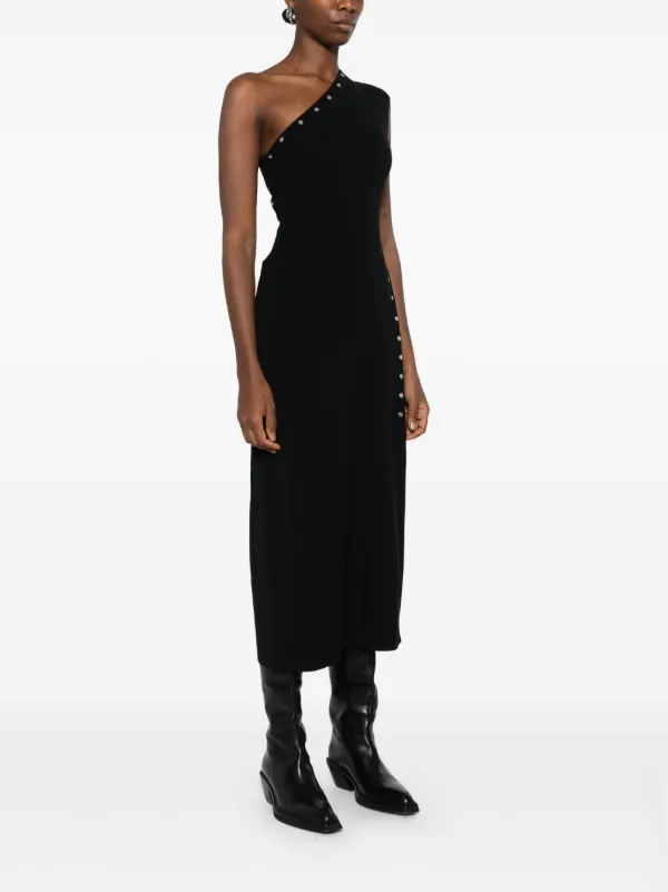 Maje Vestido Tejido Largo Con Diseño Asimétrico Negro FARFETCH CO