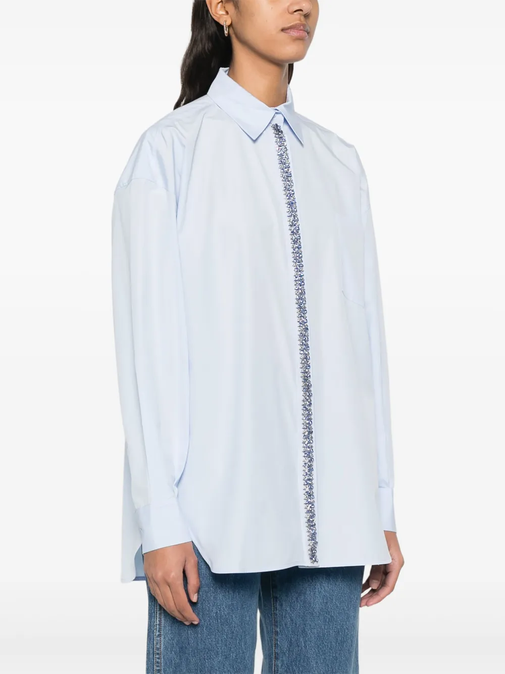 Maje Popeline blouse met stras Blauw