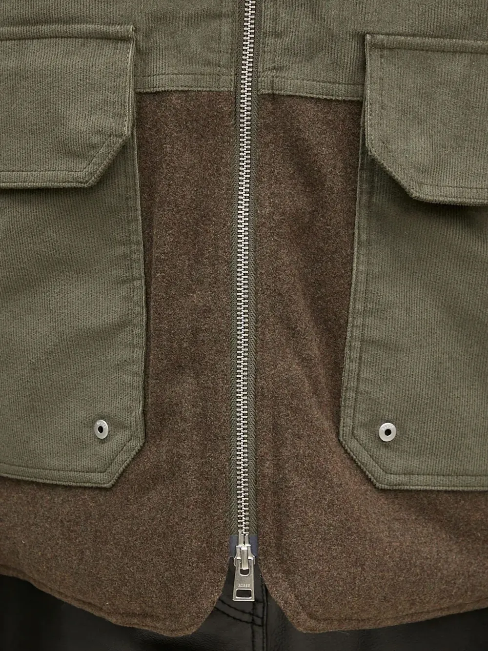Norse Projects Corduroy-panelled Jacket In Green