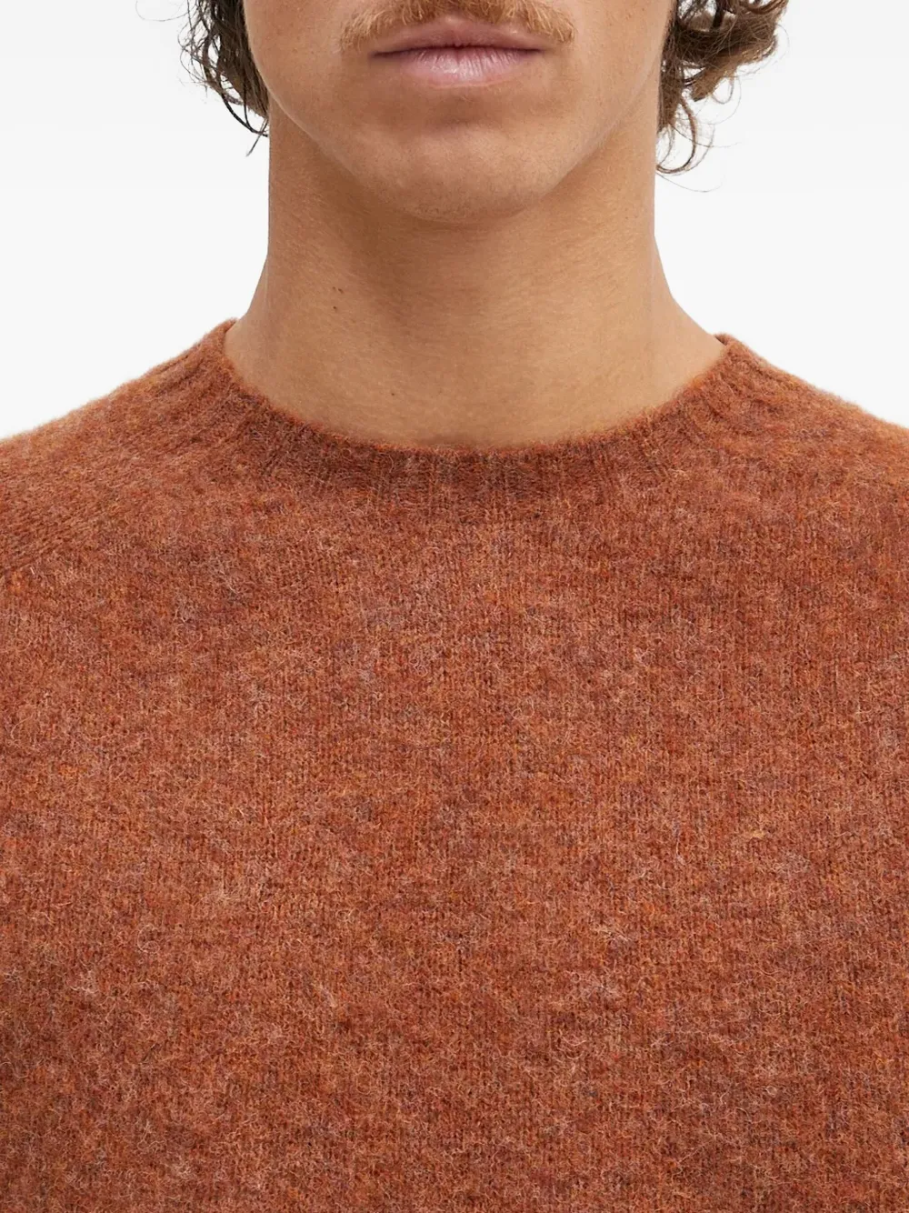 Norse Projects Birnir Brushed Crew-neck Sweater In Orange