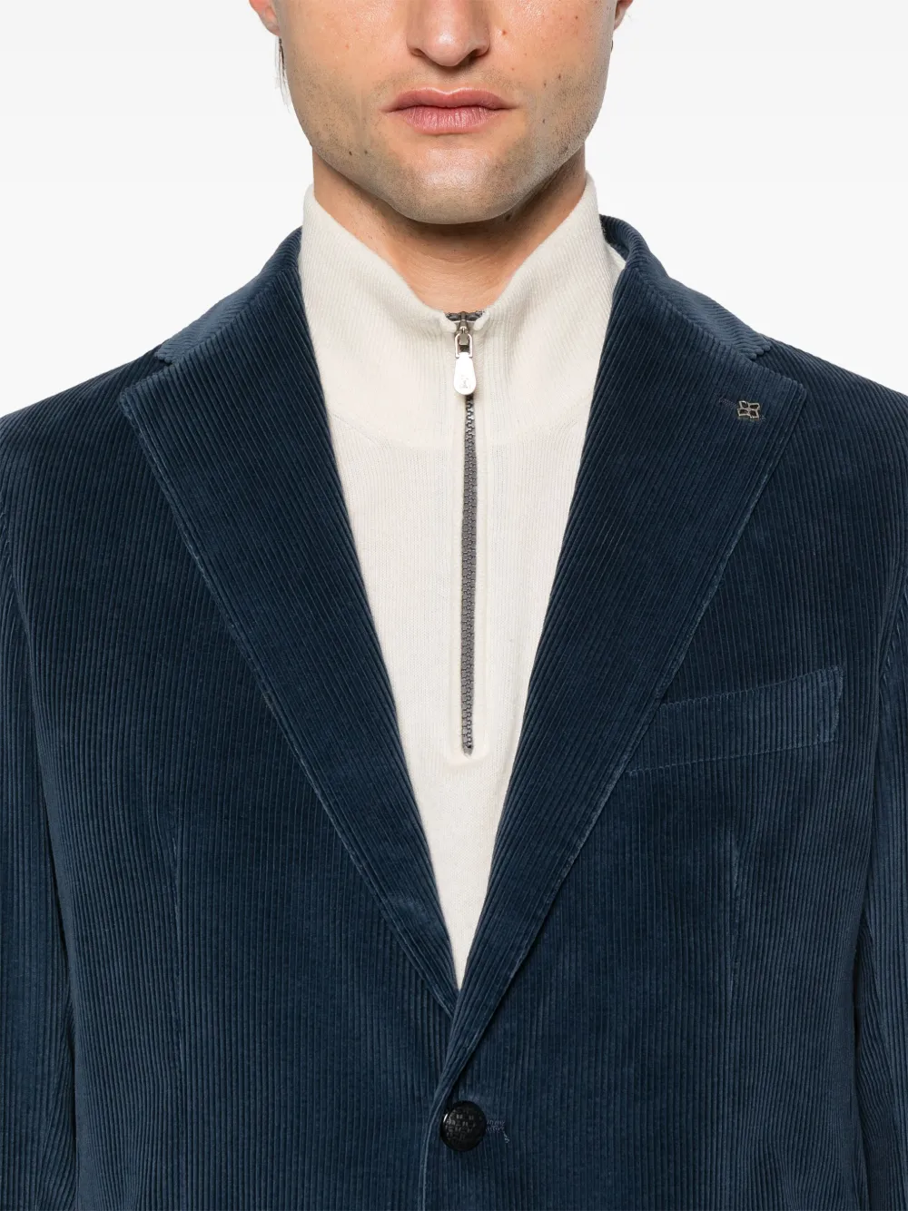 Shop Tagliatore Corduroy Blazer In Blue