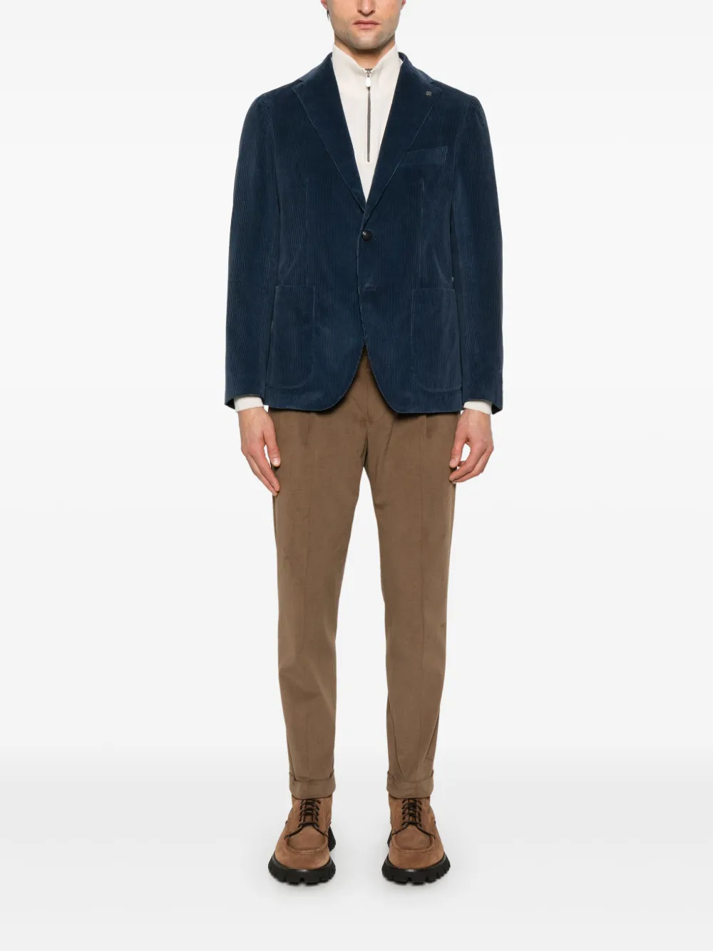 Shop Tagliatore Corduroy Blazer In Blue