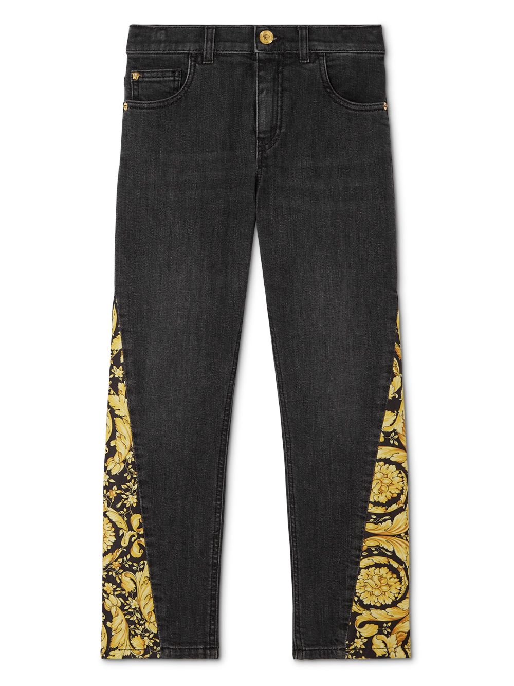 Versace Kids Barocco-print jeans - Black