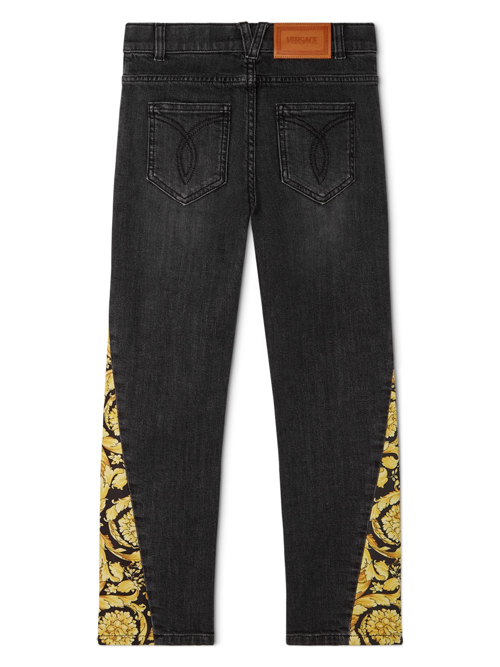 Versace Kids Barocco-print jeans - Black