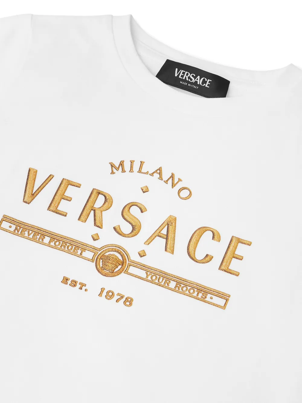 Versace Kids T-shirt met glitterlogo Wit
