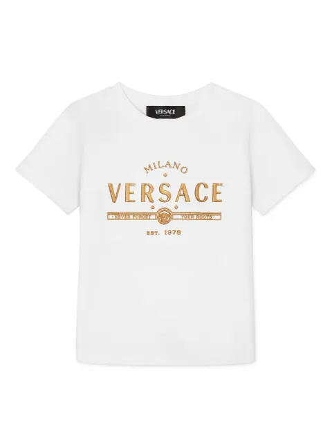 Versace Kids playera con logo de glitter