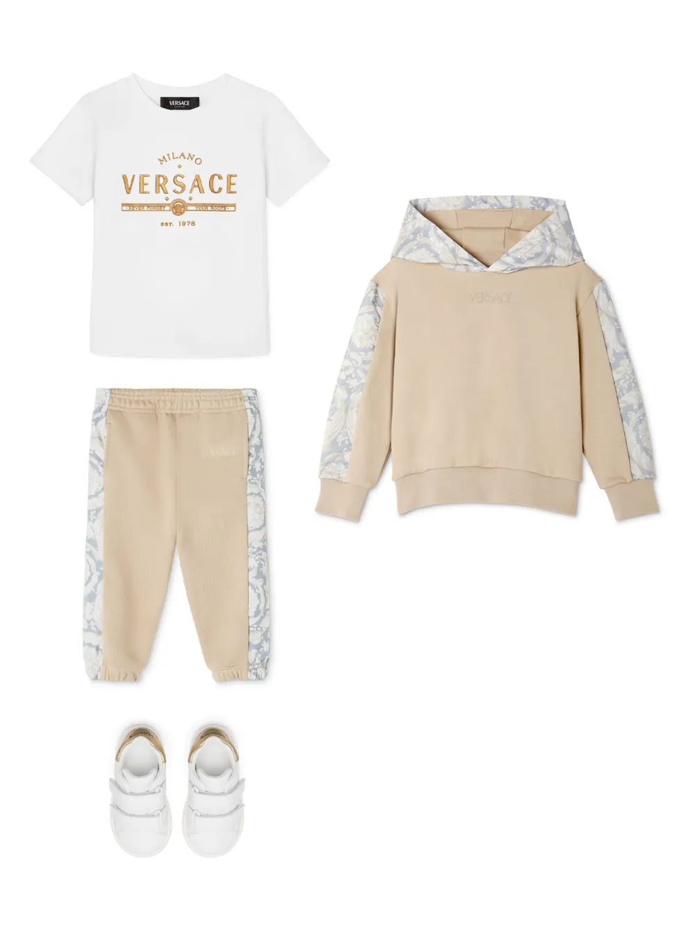 Versace Kids T-shirt met glitterlogo Wit